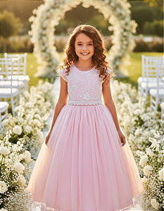 6370RS Vestido Daminha Longo Rosa 4 ao 16