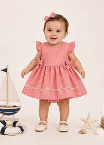 4297 Vestido Bebe Listrado 100% Algodão Ponto Palito P ao GG