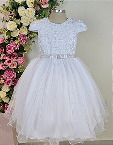5369 Vestido Infantil Luxo Branco 1 ao 4