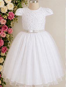 5369 Vestido Infantil Luxo Branco 1 ao 4