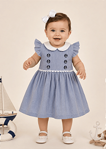 4296 Vestido Bebe Náutico Algodão P ao GG