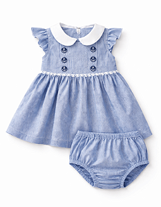 4296 Vestido Bebe Náutico Algodão P ao GG