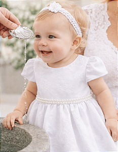 4292 Vestido Bebe Branco babado P ao GG