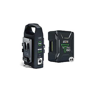 Anton Bauer Kit Titon 150 V-Mount (4 × 144 Wh) com Carregador VM2 Dual-Bay
