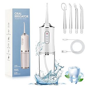 Irrigador Oral Portátil, 3 Modos de Limpeza, Tanque 220ML, Jato Supersônico para Dentes e Gengivas