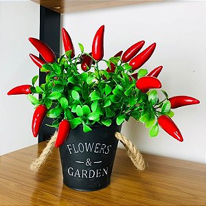 Vaso Arranjo Pimenteira Planta 1 Buque Pimenta Artificial, Plantas para Decoração de Casa, Escritório, Cozinha, Sala De Estar