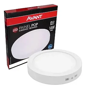PAINEL LED AVANT  18W REDONDO 6500K SOBREPOR