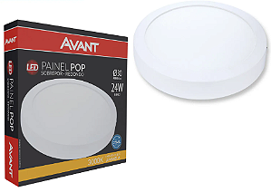 PAINEL LED AVANT  24W REDONDO 3000K SOBREPOR