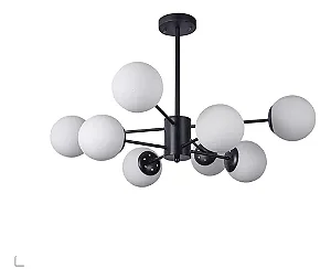 PENDENTE DINÂMICA SPUTNIK PRETO GLOBO LEITOSO E-27