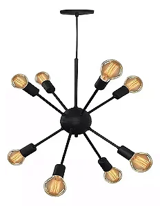 PENDENTE ENERLUX 13155 SPUTNIK ÁTOMO 8 HASTES PRETO E-27