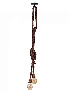 PENDENTE NORDECOR CORDA MARROM P/ 2 LÂMPADA 1,80 M E-27