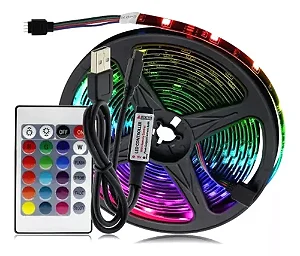 FITA LED RGB AAATOP 5050 5V USB 3 M IP65 C/ CONTROLADOR