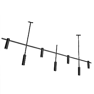 PENDENTE USINA 16815/7 BARÃO RETANGULAR (L) 176CM ALUMÍNIO PRETO
