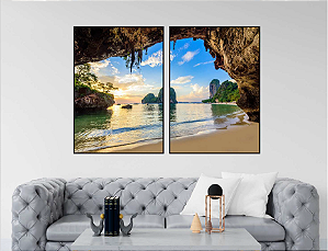 KIT 2 QUADROS DECORATIVOS PAISAGENS 50X70CM SEM VIDRO