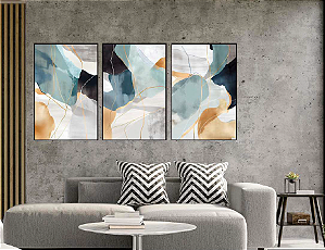 KIT 3 QUADROS DECORATIVOS ABSTRATOS 50X70CM SEM VIDRO