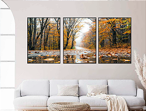 KIT 3 QUADROS DECORATIVOS PAISAGENS 50X70CM SEM VIDRO