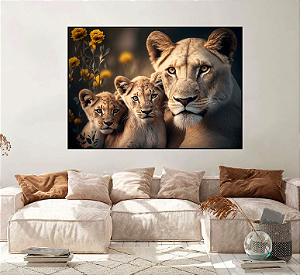 QUADRO DECORATIVO FAMÍLIA LEOA 50X70CM SEM VIDRO