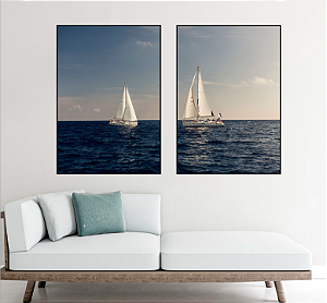 KIT 2 QUADROS DECORATIVOS PAISAGENS 50X70CM SEM VIDRO