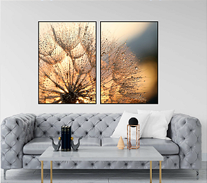KIT 2 QUADROS DECORATIVOS DENTE-DE-LEÃO 50X70CM SEM VIDRO
