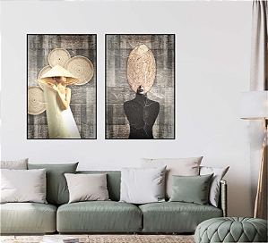 KIT 2 QUADROS DECORATIVO ABSTRATAS 70X50CM SEM VIDRO