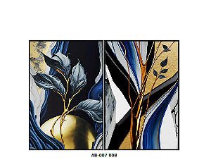 KIT 2 QUADROS DECORATIVO LINHAS E FORMAS ORGÂNICAS ABSTRATAS 70X50CM SEM VIDRO