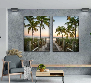 KIT 2 QUADRO DECORATIVO PAISAGEM 50X70CM SEM VIDRO