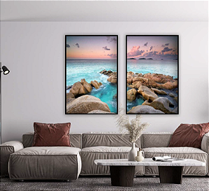 KIT 2 QUADRO DECORATIVO PAISAGEM 50X70CM SEM VIDRO