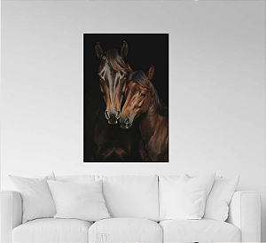 QUADRO DECORATIVO CASAL DE CAVALO 50X70CM SEM VIDRO