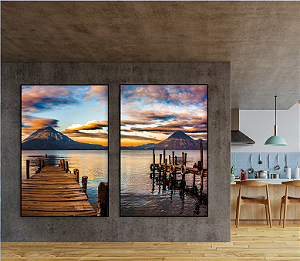 KIT 2 QUADRO DECORATIVO PAISAGEM 50X70CM SEM VIDRO