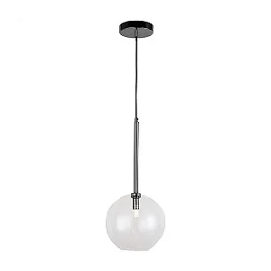 PENDENTE SKYLIGHT SKY-3049PT POSH PRETO COM VIDRO TRANSPARENTE 20X45CM 1XG9