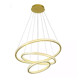 PENDENTE SKYLIGHT SKY-3356 SATURNO Ø80X60X40CM 3M DE CABO DOURADO 17920 LUMENS 3000K