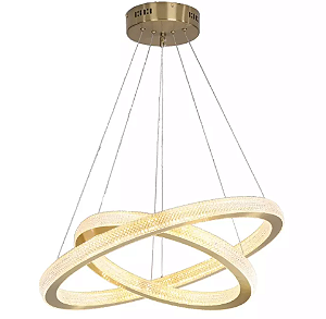 PENDENTE SKYLIGHT SKY-3056 SATURNO Ø45+65CM 3M DE CABO DOURADO 5.520 LUMENS 3000K