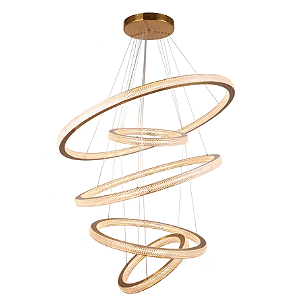 PENDENTE SKYLIGHT SKY-3057 SATURNO DOURADO Ø108X85X65X45X45CM 6M CABO  15200 LUMENS 3000K