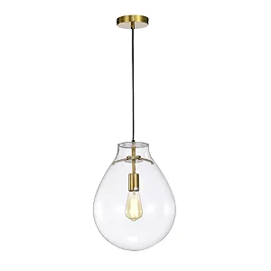 PENDENTE SKYLIGHT SKY-3039TS TOMMY Ø21,5CMX29,5CM DOURADO E VIDRO TRANSPARENTE E-27