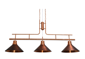 PENDENTE ZEUS 3 CONES 130CM X 65CM COBRE ENVELHECIDO