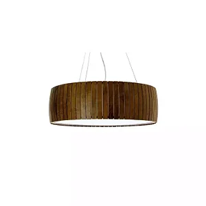 PENDENTE FOX LUSTRES 3021 CILÍNDRICO Ø60X22CM MADEIRA E ACRÍLICO