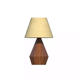 ABAJUR FOX LUSTRES 5314 FACETADO 60XØ40CM MADEIRA E TECIDO