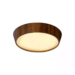PLAFON DE SOBREPOR  FOX LUSTRES P53 CÔNICO REDONDO Ø85X15CM MADEIRA E ACRÍLICO