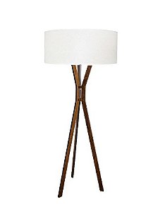 LUMINÁRIA DE CHÃO PISO  FOX LUSTRES 5420 CLEAN 152XØ60CM MADEIRA E TECIDO