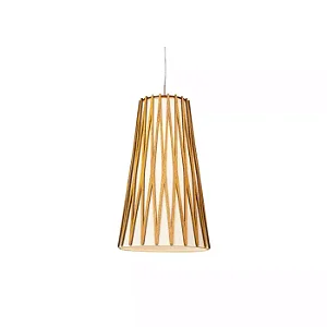 PENDENTE FOX LUSTRES L95 COCAR Ø26X40CM MADEIRA CABOS DE AÇO E CÚPULA DE TECIDO 1XE27
