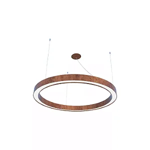 PENDENTE FOX LUSTRES 871 LED REDONDO 30W BIVOLT Ø50X6CM MADEIRA E ACRÍLICO