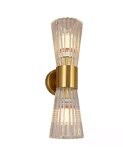 ARANDELA SINDORA DCB00281 12×40CM E14×2 METAL BRONZE+VIDRO TRANSPARENTE