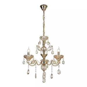 PENDENTE SINDORA DCD00409-3 45×45CM E14X3 METAL DOURADO CRISTAL AMBER