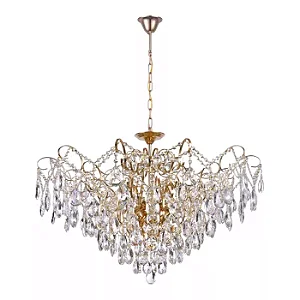 PENDENTE SINDORA DCD00477 100X100CM 60W E14X12 METAL DOURADO CRISTAL