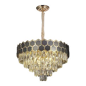 LUSTRE NITROLUX LTR-018 DOURADO Ø800x1200MM CRISTAL METAL E14X16
