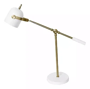 ABAJUR BELLA HR006WG JUJU BRANCO E DOURADO 5X18X43CM 1X40W BOLINHA