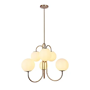 PENDENTE BELLA LOT1PD01LT079 LOTUS LATÃO/ OPALINO 79X67 6XE27 BOLINHA
