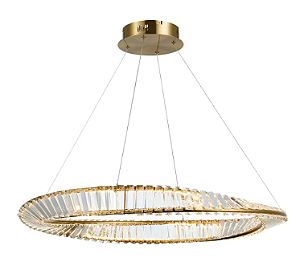 PENDENTE BELLA DW012S  INIS DOURADO E TRANSPARENTE 80X8CM 1X72W 3000K 2705LM LED