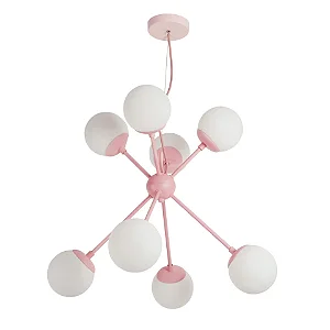 PENDENTE USINA 16732/8 DANÇA ROSÊ C/ GLOBO LEITOSO Ø670X560MM G9