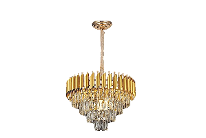 LUSTRE SINDORA DCD06510 METAL DOURADO/ CRISTAL TRANSPARENTE Φ55X34CM E14X9